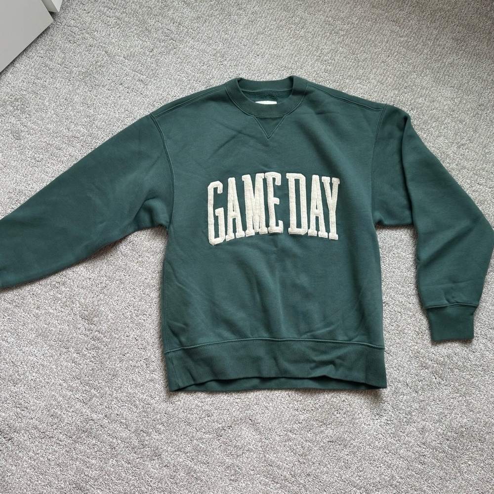 Abercrombie XS Oversize Green 'Game Day' Sweatshirt